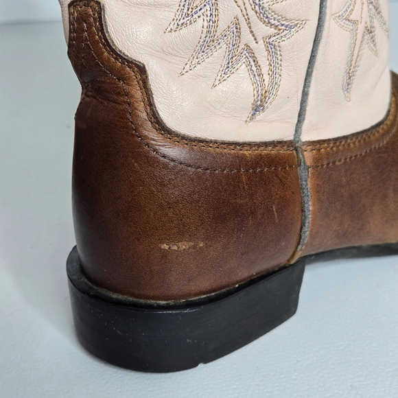 Ariat Pink Brown Women Heritage Stockman Distressed Western Boots 29420 Sz 7C - Picture 9 of 10